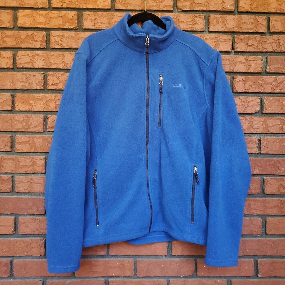L L Bean Polartec Fleece Jacket Mens XL Full Zip Pockets Blue Outdoor